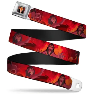 Scar Red Full Color Seatbelt Belt - Simba Scar Battle Scene Fiery Red Webbing