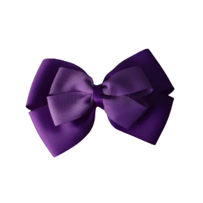 School Hair Accessories - Double Cherish Hair Bow 11cm - Purple Base & Centre Ribbon (24 colours top)