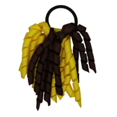 School Hair Accessories Short Curly Ponytail Streamer Hair Tie - Daffodil Yellow (28 colours options to pick from)