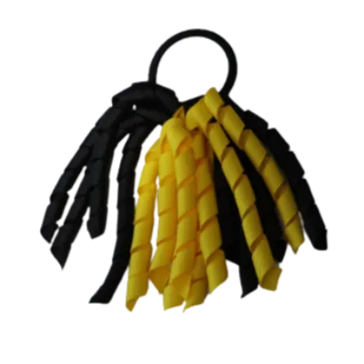 School Hair Accessories Short Curly Ponytail Streamer Hair Tie - Daffodil Yellow (28 colours options to pick from)