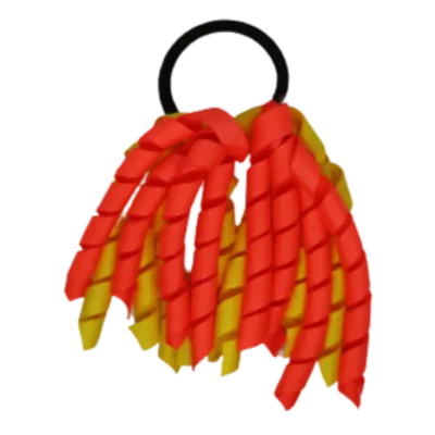 School Hair Accessories Short Curly Ponytail Streamer Hair Tie - Daffodil Yellow (28 colours options to pick from)