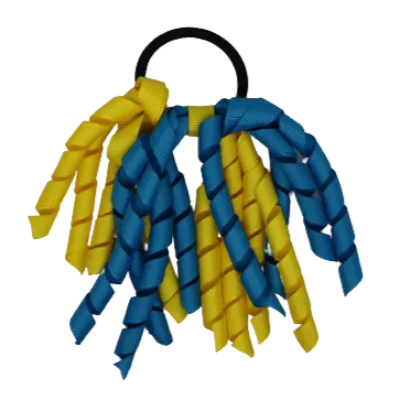 School Hair Accessories Short Curly Ponytail Streamer Hair Tie - Daffodil Yellow (28 colours options to pick from)