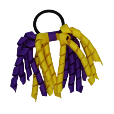 School Hair Accessories Short Curly Ponytail Streamer Hair Tie - Daffodil Yellow (28 colours options to pick from)