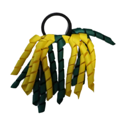 School Hair Accessories Short Curly Ponytail Streamer Hair Tie - Daffodil Yellow (28 colours options to pick from)