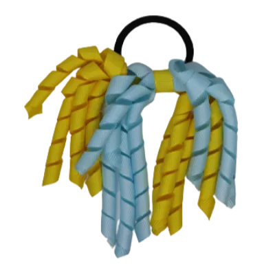School Hair Accessories Short Curly Ponytail Streamer Hair Tie - Daffodil Yellow (28 colours options to pick from)