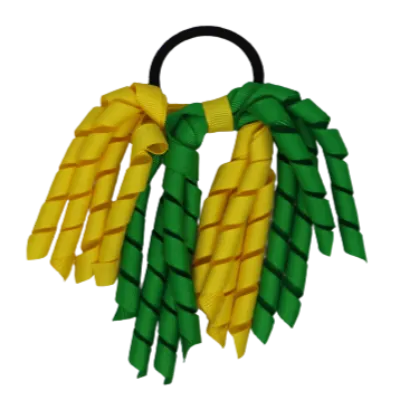 School Hair Accessories Short Curly Ponytail Streamer Hair Tie - Daffodil Yellow (28 colours options to pick from)