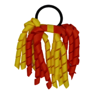 School Hair Accessories Short Curly Ponytail Streamer Hair Tie - Daffodil Yellow (28 colours options to pick from)