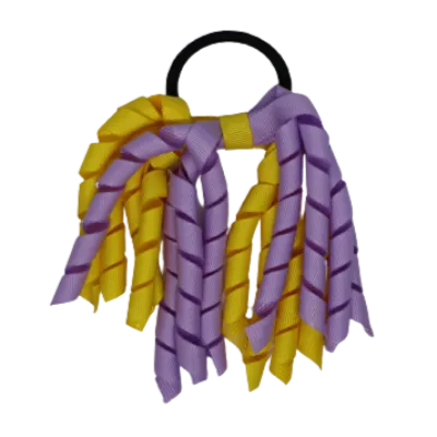 School Hair Accessories Short Curly Ponytail Streamer Hair Tie - Daffodil Yellow (28 colours options to pick from)
