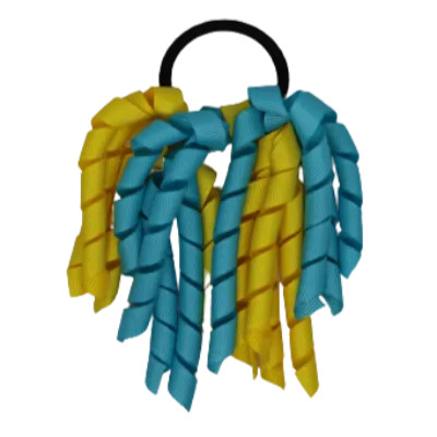 School Hair Accessories Short Curly Ponytail Streamer Hair Tie - Daffodil Yellow (28 colours options to pick from)