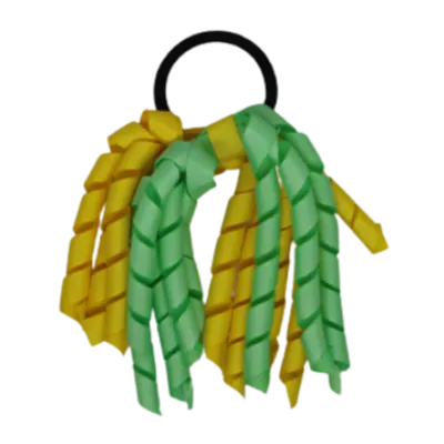 School Hair Accessories Short Curly Ponytail Streamer Hair Tie - Daffodil Yellow (28 colours options to pick from)