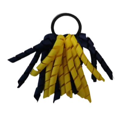 School Hair Accessories Short Curly Ponytail Streamer Hair Tie - Daffodil Yellow (28 colours options to pick from)