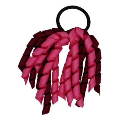 School Hair Accessories Short Curly Ponytail Streamer Hair Tie - Hot Pink (28 colours options to pick from)