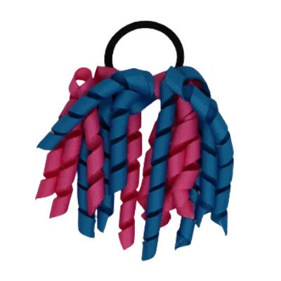 School Hair Accessories Short Curly Ponytail Streamer Hair Tie - Hot Pink (28 colours options to pick from)