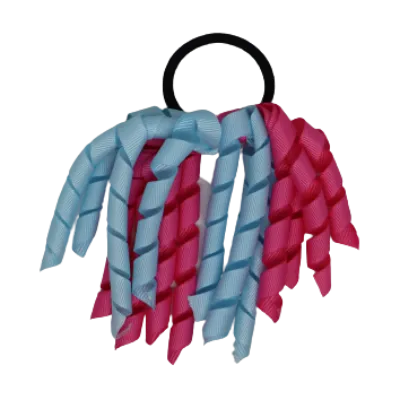 School Hair Accessories Short Curly Ponytail Streamer Hair Tie - Hot Pink (28 colours options to pick from)