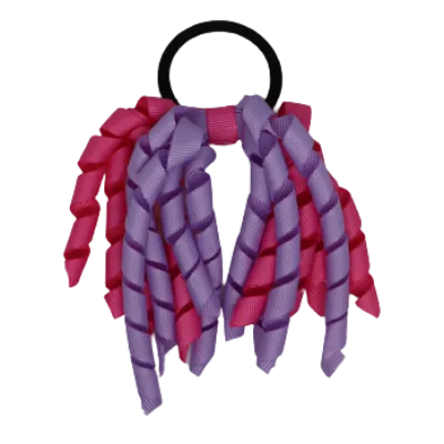 School Hair Accessories Short Curly Ponytail Streamer Hair Tie - Hot Pink (28 colours options to pick from)