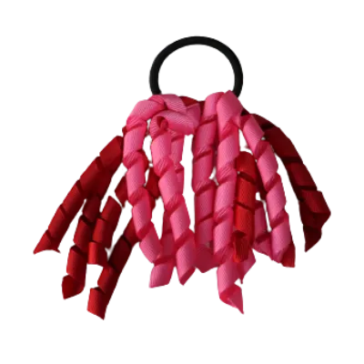 School Hair Accessories Short Curly Ponytail Streamer Hair Tie - Hot Pink (28 colours options to pick from)