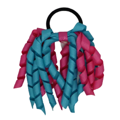 School Hair Accessories Short Curly Ponytail Streamer Hair Tie - Hot Pink (28 colours options to pick from)