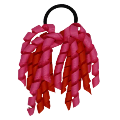 School Hair Accessories Short Curly Ponytail Streamer Hair Tie - Hot Pink (28 colours options to pick from)