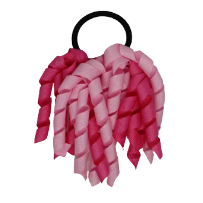 School Hair Accessories Short Curly Ponytail Streamer Hair Tie - Hot Pink (28 colours options to pick from)