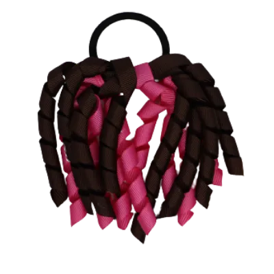 School Hair Accessories Short Curly Ponytail Streamer Hair Tie - Hot Pink (28 colours options to pick from)