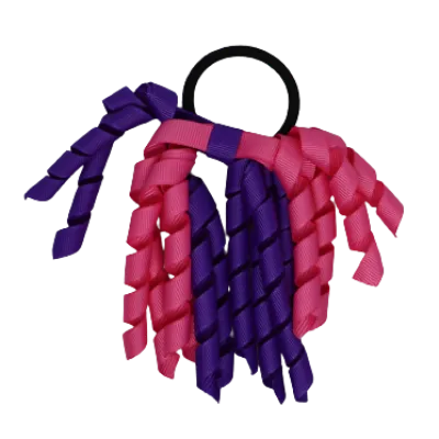 School Hair Accessories Short Curly Ponytail Streamer Hair Tie - Hot Pink (28 colours options to pick from)