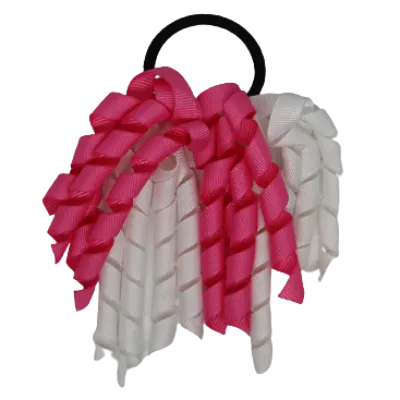School Hair Accessories Short Curly Ponytail Streamer Hair Tie - Hot Pink (28 colours options to pick from)