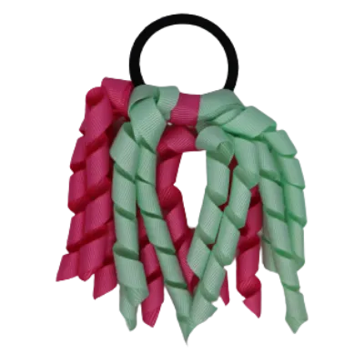 School Hair Accessories Short Curly Ponytail Streamer Hair Tie - Hot Pink (28 colours options to pick from)