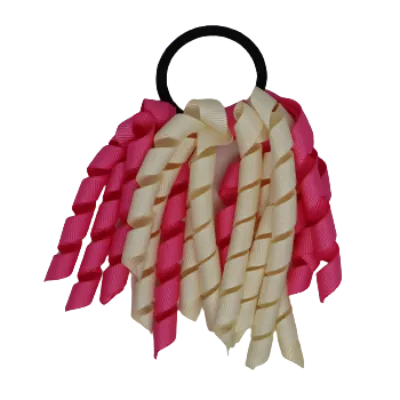 School Hair Accessories Short Curly Ponytail Streamer Hair Tie - Hot Pink (28 colours options to pick from)