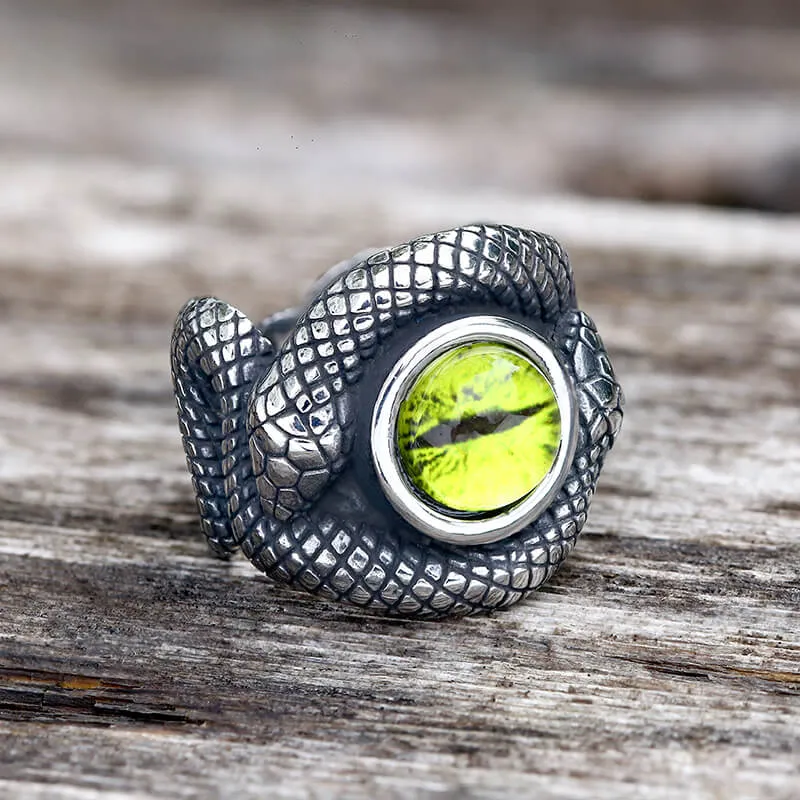 Snake Eye Stainless Steel Gemstone Ring