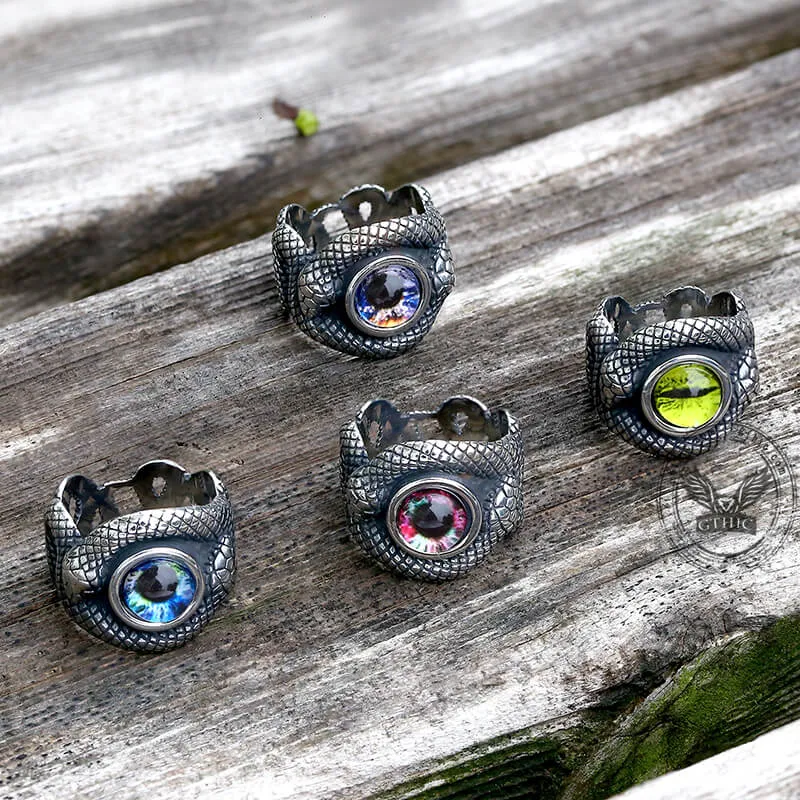 Snake Eye Stainless Steel Gemstone Ring