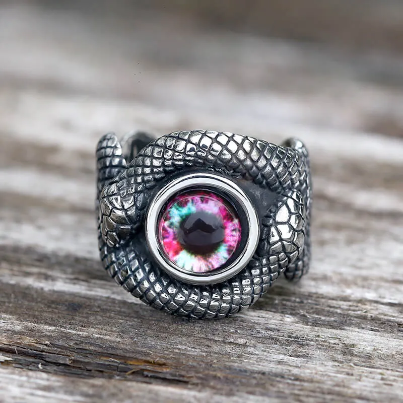 Snake Eye Stainless Steel Gemstone Ring