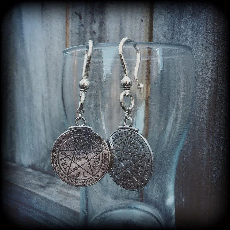 Tetragrammaton amulet earrings, Pentacle earrings, Talisman jewelry, Occult jewelry, Esoteric jewelry, Hebrew jewelry, Quaballah, Kaballah