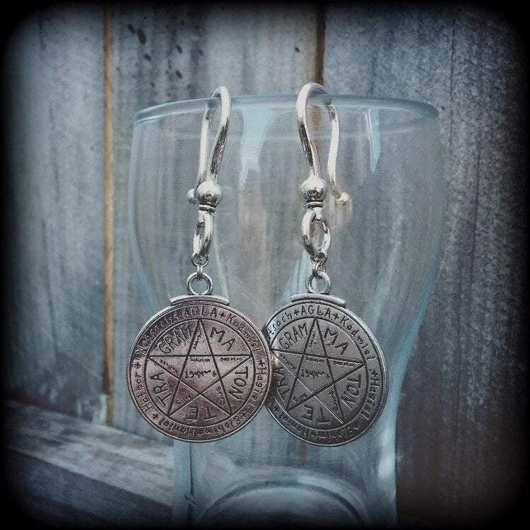 Tetragrammaton amulet earrings, Pentacle earrings, Talisman jewelry, Occult jewelry, Esoteric jewelry, Hebrew jewelry, Quaballah, Kaballah