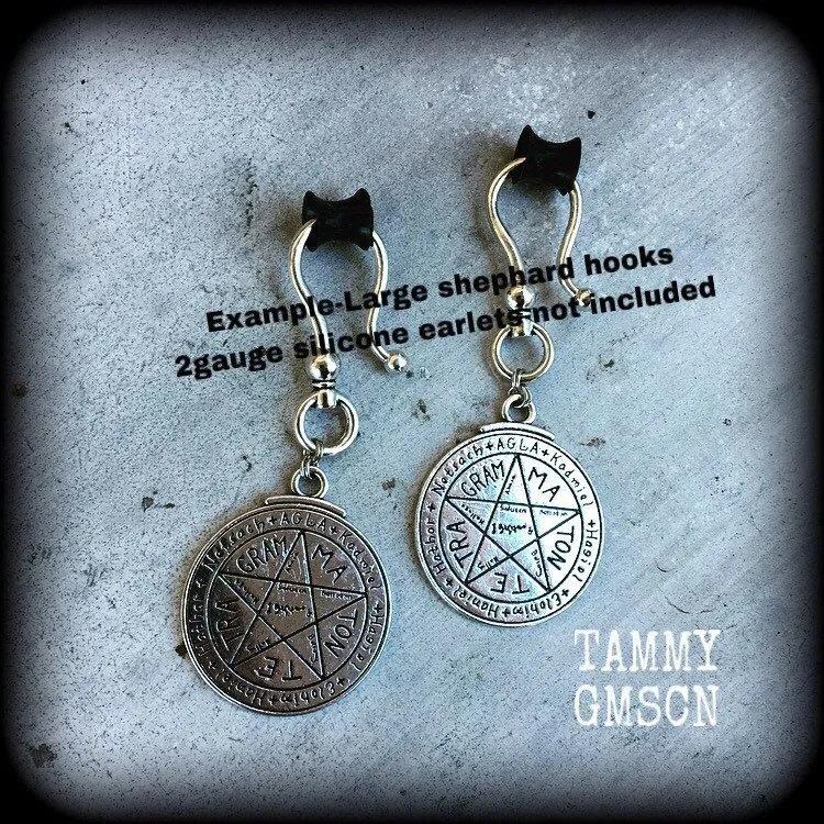 Tetragrammaton amulet earrings, Pentacle earrings, Talisman jewelry, Occult jewelry, Esoteric jewelry, Hebrew jewelry, Quaballah, Kaballah