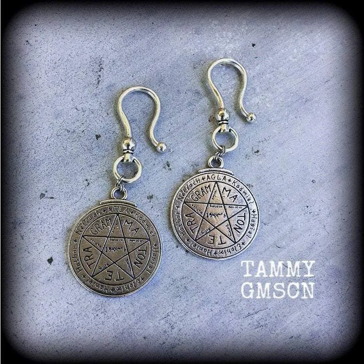 Tetragrammaton amulet earrings, Pentacle earrings, Talisman jewelry, Occult jewelry, Esoteric jewelry, Hebrew jewelry, Quaballah, Kaballah